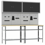 Set banco da lavoro con lo scaffale 8 pcs Grigio Acciaio