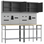 Set banco da lavoro con lo scaffale 8 pcs Grigio Acciaio