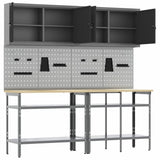 Set banco da lavoro con lo scaffale 8 pcs Grigio Acciaio