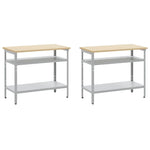 Set banco da lavoro con lo scaffale 8 pcs Grigio Acciaio