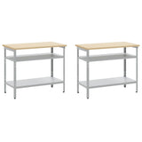 Set banco da lavoro con lo scaffale 8 pcs Grigio Acciaio