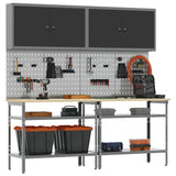 Set banco da lavoro con lo scaffale 8 pcs Grigio Acciaio
