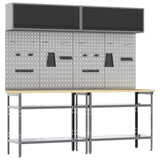 Set banco da lavoro con lo scaffale 8 pcs Nero e Grigio