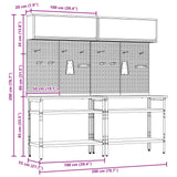 Set banco da lavoro con lo scaffale 8 pcs Nero e Grigio