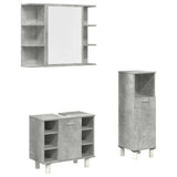 Set Mobili da Bagno 3 pz Grigio Cemento in Legno truciolato