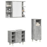 Set Mobili da Bagno 3 pz Grigio Cemento in Legno truciolato
