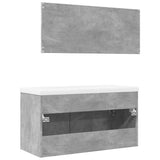 Set Mobili da Bagno 3 pz Grigio Cemento in Legno truciolato