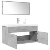 Set Mobili da Bagno 3 pz Grigio Cemento in Legno truciolato