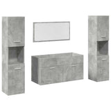 Set Mobili da Bagno 4 pz Grigio Cemento in Legno truciolato