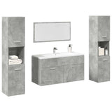 Set Mobili da Bagno 4 pz Grigio Cemento in Legno truciolato
