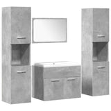 Set Mobili da Bagno 4 pz Grigio Cemento in Legno truciolato