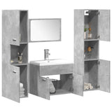 Set Mobili da Bagno 4 pz Grigio Cemento in Legno truciolato