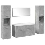 Set Mobili da Bagno 5 pz Grigio Cemento in Legno truciolato