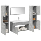 Set Mobili da Bagno 5 pz Grigio Cemento in Legno truciolato