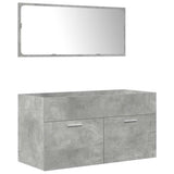 Set Mobili da Bagno 3 pz Grigio Cemento in Legno truciolato