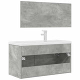 Set Mobili da Bagno 3 pz Grigio Cemento in Legno truciolato