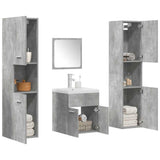 Set Mobili da Bagno 5 pz Grigio Cemento in Legno truciolato