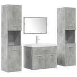 Set Mobili da Bagno 5 pz Grigio Cemento in Legno truciolato