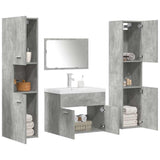Set Mobili da Bagno 5 pz Grigio Cemento in Legno truciolato