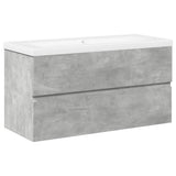 Set Mobili da Bagno 2 pz Grigio Cemento in Legno truciolato