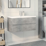 Set Mobili da Bagno 2 pz Grigio Cemento in Legno truciolato