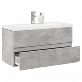 Set Mobili da Bagno 2 pz Grigio Cemento in Legno truciolato