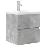 Set Mobili da Bagno 2 pz Grigio Cemento in Legno truciolato