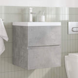 Set Mobili da Bagno 2 pz Grigio Cemento in Legno truciolato