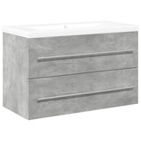 Set Mobili da Bagno 2 pz Grigio Cemento in Legno truciolato