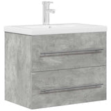 Set Mobili da Bagno 2 pz Grigio Cemento in Legno truciolato