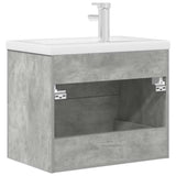 Set Mobili da Bagno 2 pz Grigio Cemento in Legno truciolato