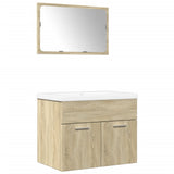 Set Mobili da Bagno 3 pz Rovere Sonoma in Legno truciolato