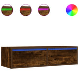 Mobile Porta TV con Luci LED Rovere Fumo 100X35,5x25 cm