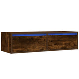 Mobile Porta TV con Luci LED Rovere Fumo 100X35,5x25 cm