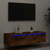 Mobile Porta TV con Luci LED Rovere Fumo 100X35,5x25 cm