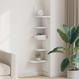 Scaffale Angolare Muro Bianco 32x32x127,5 cm Legno truciolato