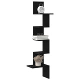 Scaffale Angolare Muro Nero 32x32x127,5 cm Legno truciolato