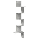 Scaffale Angolare a Muro Grigio Cemento 32x32x127,5 cm