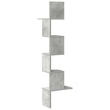Scaffale Angolare a Muro Grigio Cemento 32x32x127,5 cm