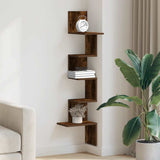 Scaffale Angolare a Muro Rovere Fumo 32x32x127,5 cm Truciolato