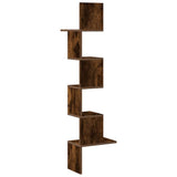 Scaffale Angolare a Muro Rovere Fumo 32x32x127,5 cm Truciolato