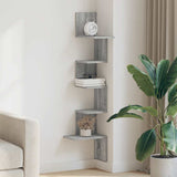 Scaffale Angolare Muro Grigio Sonoma 32x32x127,5 cm Truciolato