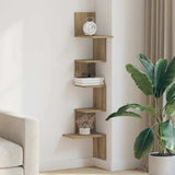 Scaffale Angolare Muro Rovere Artigianale 32x32x127,5 cm