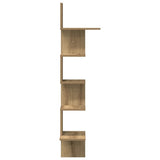 Scaffale Angolare Muro Rovere Artigianale 32x32x127,5 cm