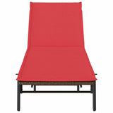 Lettino Prendisole con Cuscino Marrone in Polyrattan