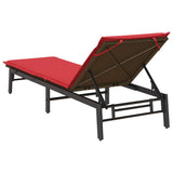 Lettino Prendisole con Cuscino Marrone in Polyrattan