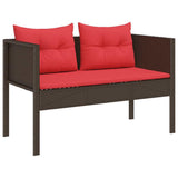 Set Divano da Giardino 6 pcs Marrone e Rosso polyrattan