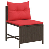 Set Divano da Giardino 6 pcs Marrone e Rosso polyrattan