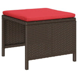 Set Divano da Giardino 6 pcs Marrone e Rosso polyrattan