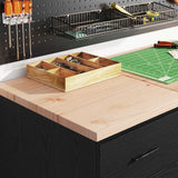 Armadietto da Garage Nero 40x51x85 cm in Legno Massello di Pino